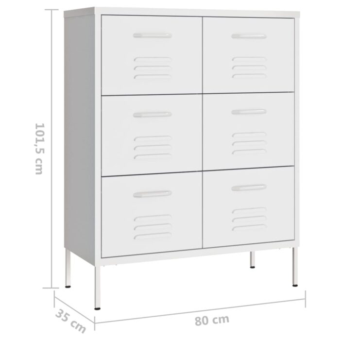 Armoire à tiroirs Blanc 80x35x101,5 cm Acier – Image 7