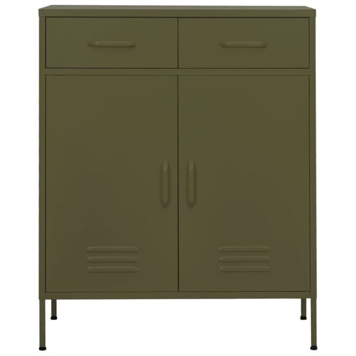 Armoire de rangement Vert olive 80x35x101,5 cm Acier – Image 4