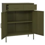 Armoire de rangement Vert olive 80x35x101,5 cm Acier – Image 7