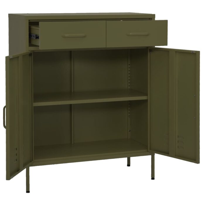 Armoire de rangement Vert olive 80x35x101,5 cm Acier – Image 7