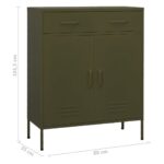 Armoire de rangement Vert olive 80x35x101,5 cm Acier – Image 9
