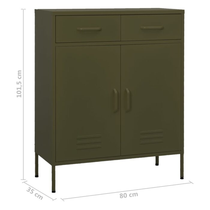 Armoire de rangement Vert olive 80x35x101,5 cm Acier – Image 9