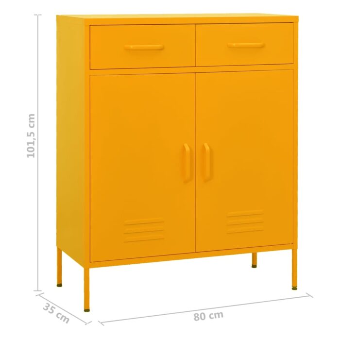 Armoire de rangement Jaune moutarde 80x35x101,5 cm Acier – Image 9