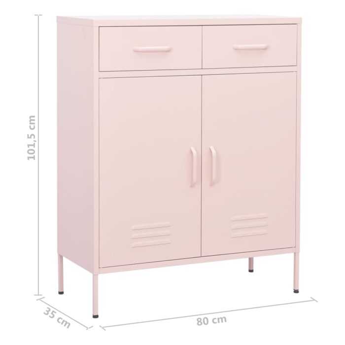 Armoire de rangement Rose 80x35x101,5 cm Acier – Image 9