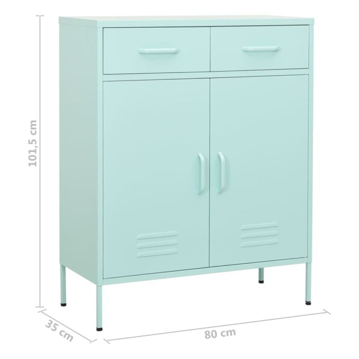 Armoire de rangement Vert menthe 80x35x101,5 cm Acier – Image 9