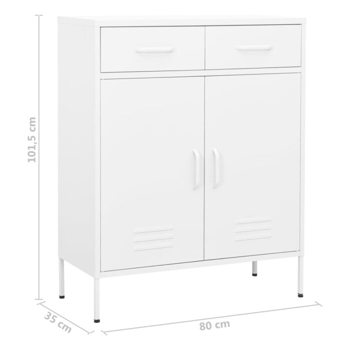 Armoire de rangement Blanc 80x35x101,5 cm Acier – Image 9