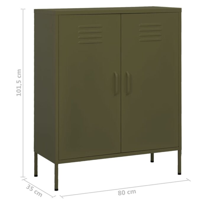 Armoire de rangement Vert olive 80x35x101,5 cm Acier – Image 8