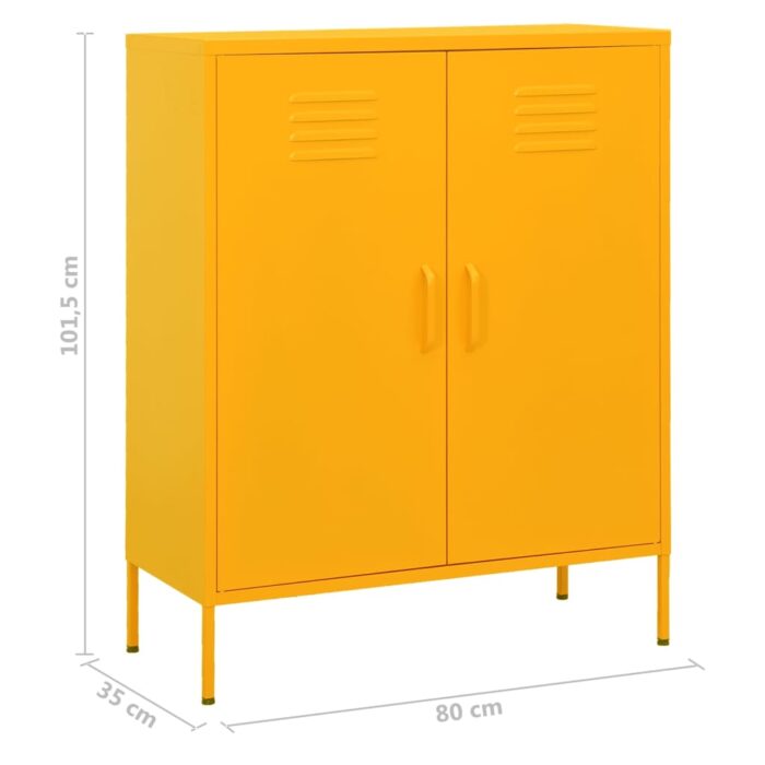 Armoire de rangement Jaune moutarde 80x35x101,5 cm Acier – Image 8