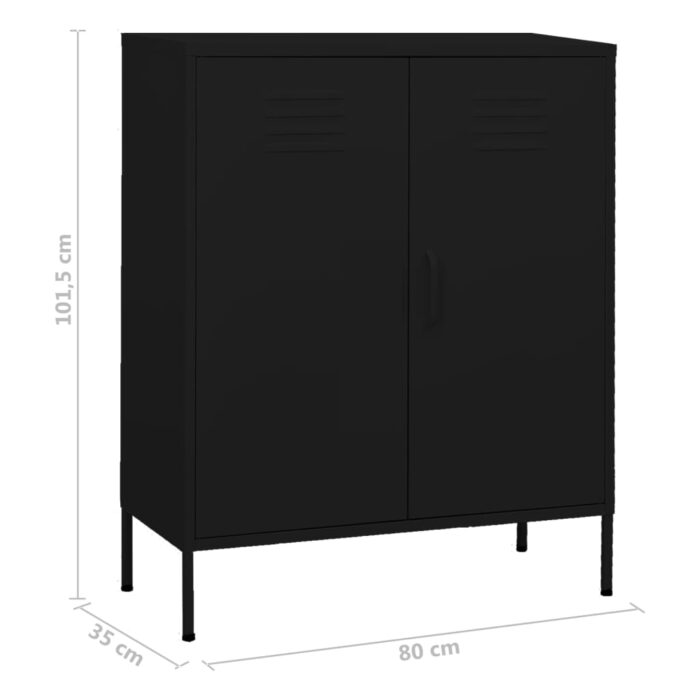 Armoire de rangement Noir 80x35x101,5 cm Acier – Image 8