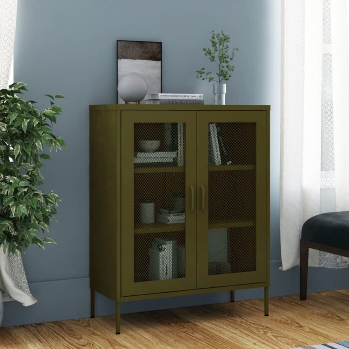 Armoire de rangement Vert olive 80x35x101,5 cm Acier – Image 1