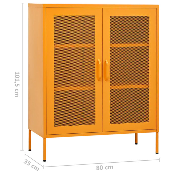 Armoire de rangement Jaune moutarde 80x35x101,5 cm Acier – Image 7