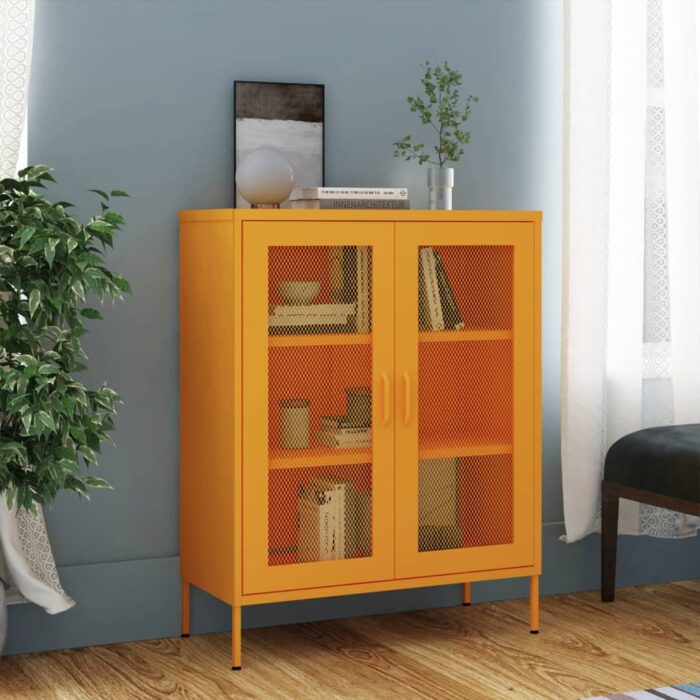 Armoire de rangement Jaune moutarde 80x35x101,5 cm Acier – Image 1