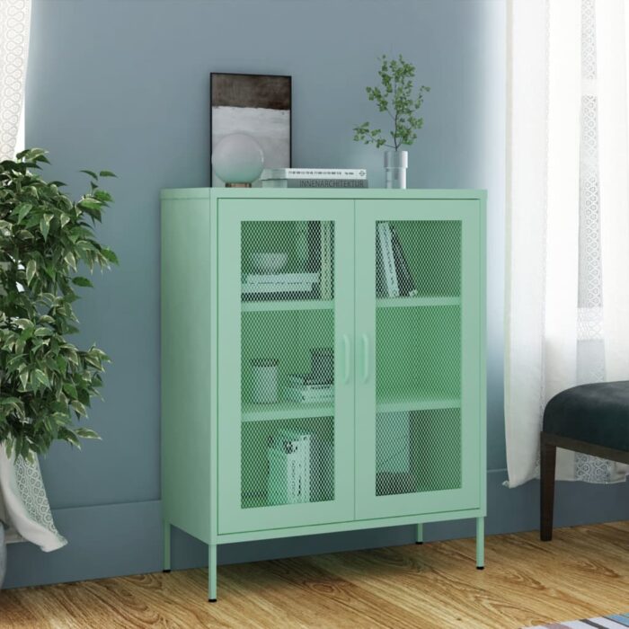 Armoire de rangement Vert menthe 80x35x101,5 cm Acier – Image 1