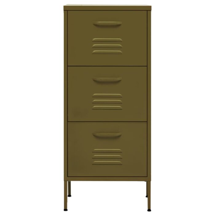 Armoire de rangement Vert olive 42,5x35x101,5 cm Acier – Image 2