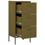 Armoire de rangement Vert olive 42,5x35x101,5 cm Acier – Image 5