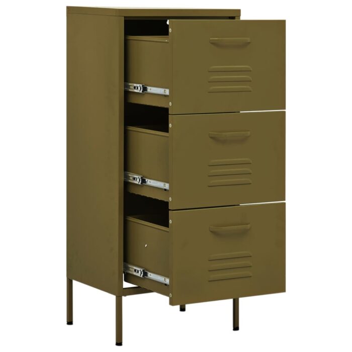 Armoire de rangement Vert olive 42,5x35x101,5 cm Acier – Image 5