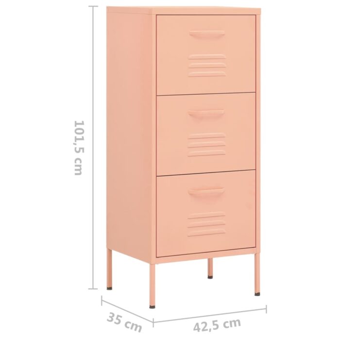 Armoire de rangement Rose 42,5x35x101,5 cm Acier – Image 8