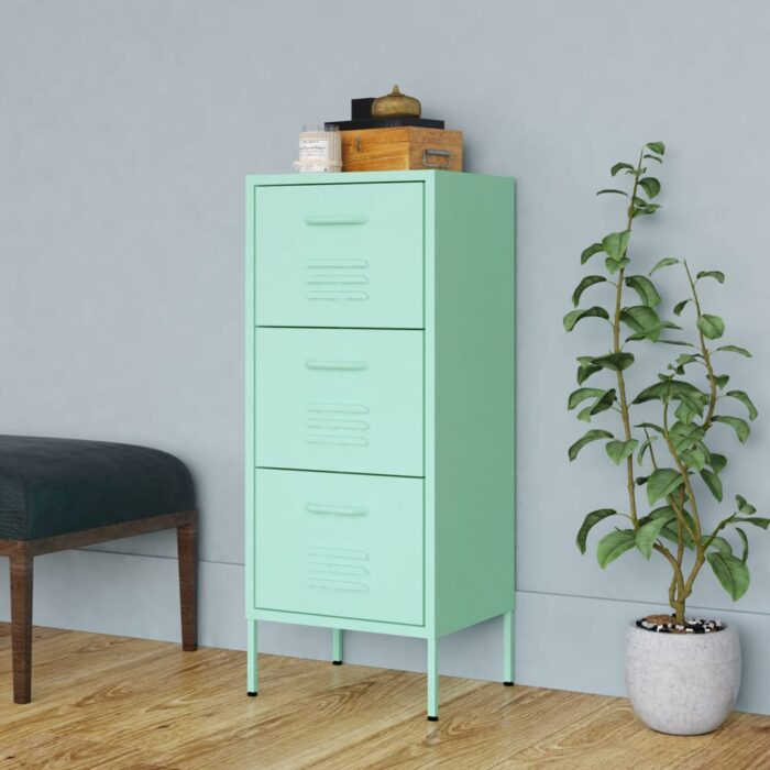 Armoire de rangement Vert menthe 42,5x35x101,5 cm Acier – Image 1
