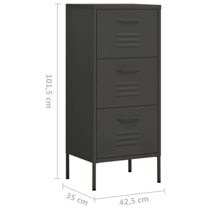 Armoire de rangement Anthracite 42,5x35x101,5 cm Acier – Image 8