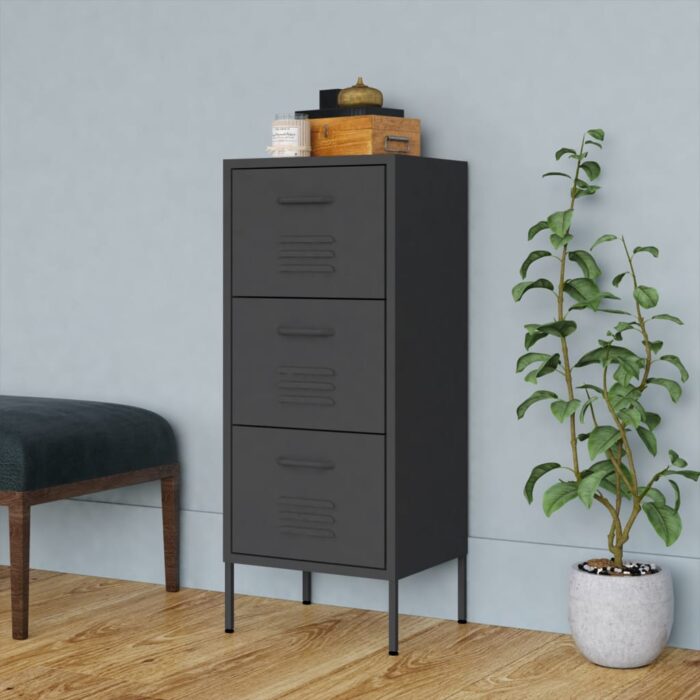 Armoire de rangement Anthracite 42,5x35x101,5 cm Acier – Image 1