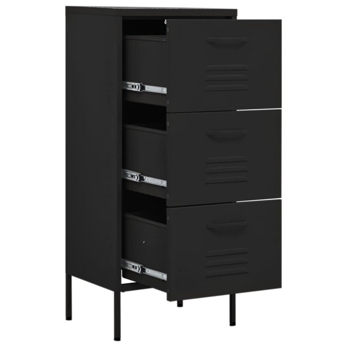 Armoire de rangement Noir 42,5x35x101,5 cm Acier – Image 5