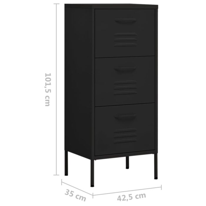 Armoire de rangement Noir 42,5x35x101,5 cm Acier – Image 8