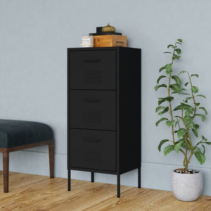 Armoire de rangement Noir 42,5x35x101,5 cm Acier – Image 1