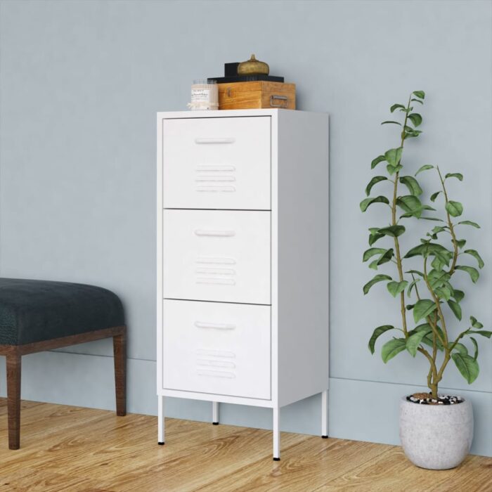 VXL8720286565001_m_en_hd_1.jpg Armoire de rangement Blanc 42,5x35x101,5 cm Acier – Image 1