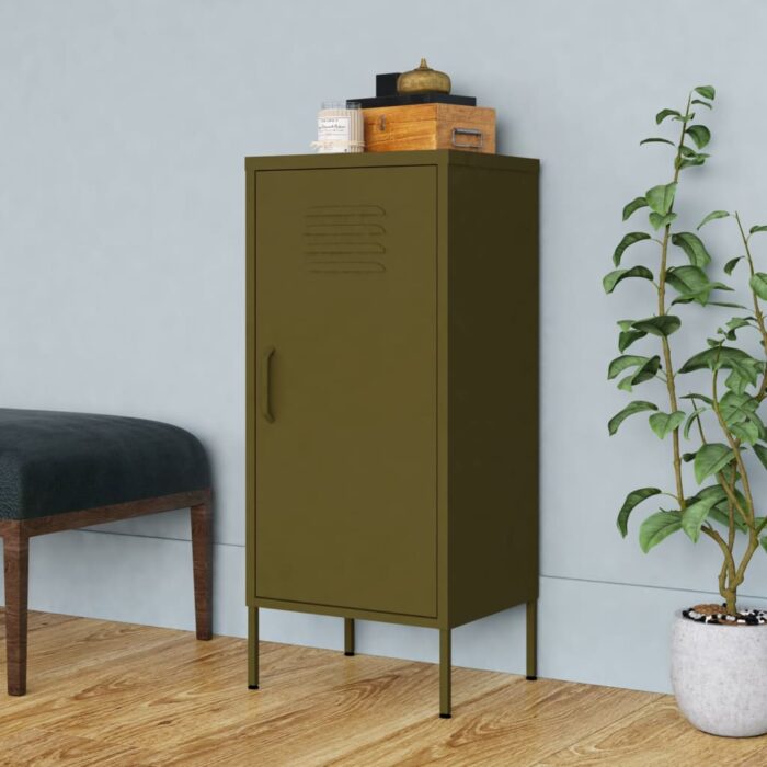 Armoire de rangement Vert olive 42,5x35x101,5 cm Acier – Image 1