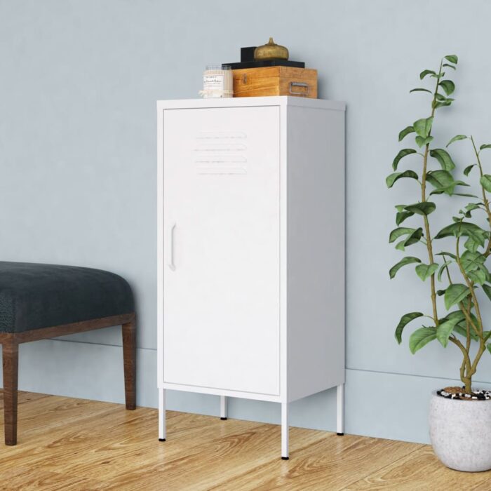 VXL8720286565094_m_en_hd_1.jpg Armoire de rangement Blanc 42,5x35x101,5 cm Acier – Image 1