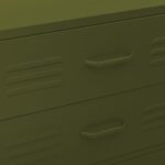 Commode Vert olive 80x35x101,5 cm Acier – Image 2
