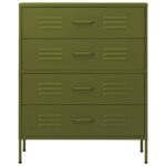Commode Vert olive 80x35x101,5 cm Acier – Image 3