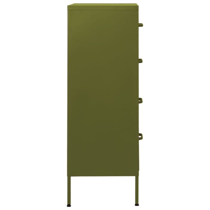 Commode Vert olive 80x35x101,5 cm Acier – Image 4