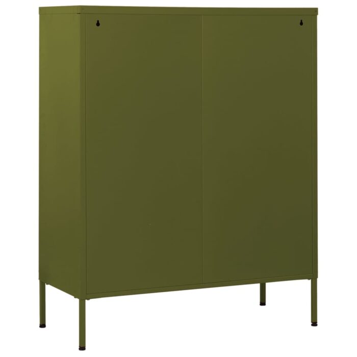 Commode Vert olive 80x35x101,5 cm Acier – Image 5