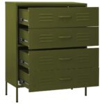 Commode Vert olive 80x35x101,5 cm Acier – Image 6