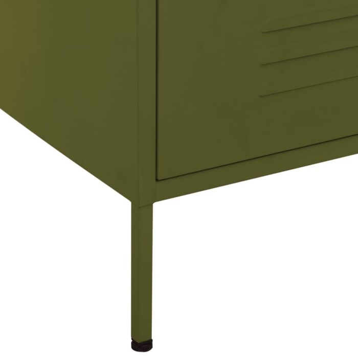 Commode Vert olive 80x35x101,5 cm Acier – Image 7