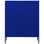 Commode Bleu marine 80x35x101,5 cm Acier – Image 3