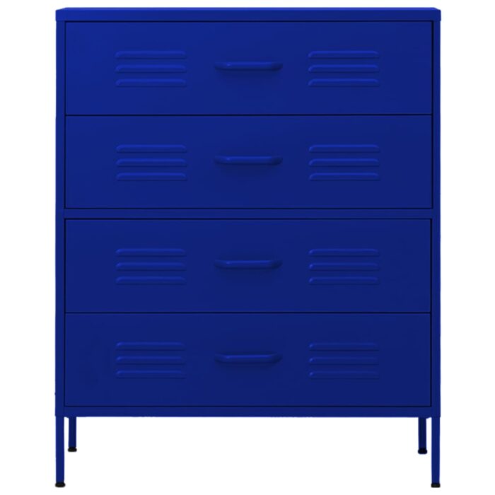 Commode Bleu marine 80x35x101,5 cm Acier – Image 3