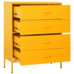 Commode Jaune moutarde 80x35x101,5 cm Acier – Image 6
