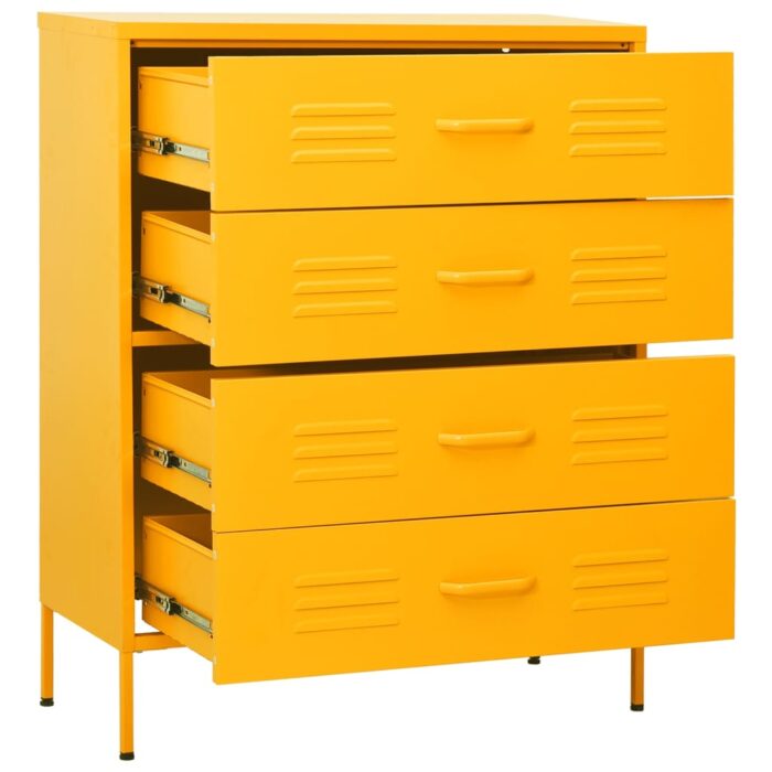 Commode Jaune moutarde 80x35x101,5 cm Acier – Image 6