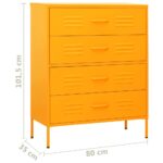 Commode Jaune moutarde 80x35x101,5 cm Acier – Image 8