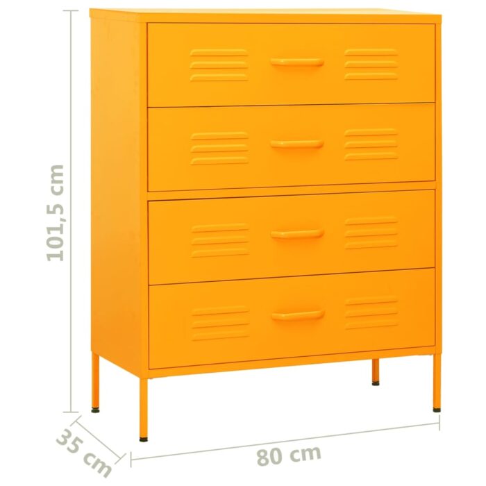 Commode Jaune moutarde 80x35x101,5 cm Acier – Image 8