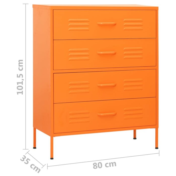 Commode Orange 80x35x101,5 cm Acier – Image 8