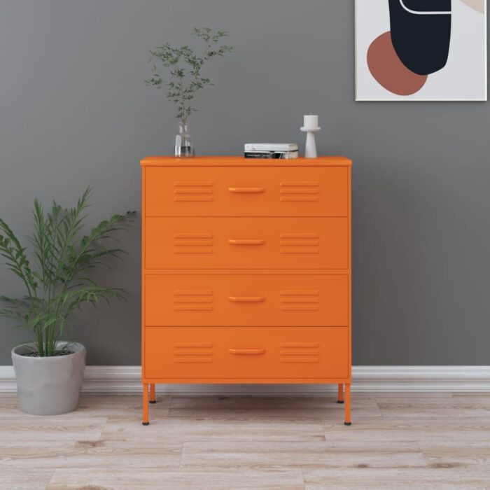 Commode Orange 80x35x101,5 cm Acier – Image 1