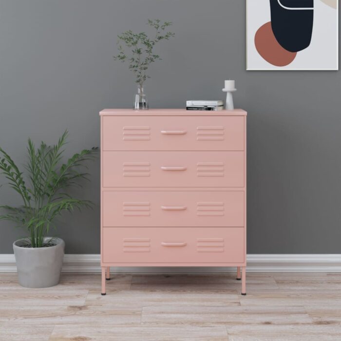 VXL8720286565148_m_en_hd_1.jpg Commode Rose 80x35x101,5 cm Acier – Image 1