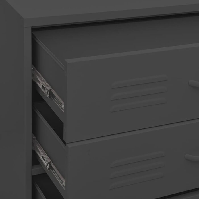 Commode Anthracite 80x35x101,5 cm Acier – Image 2