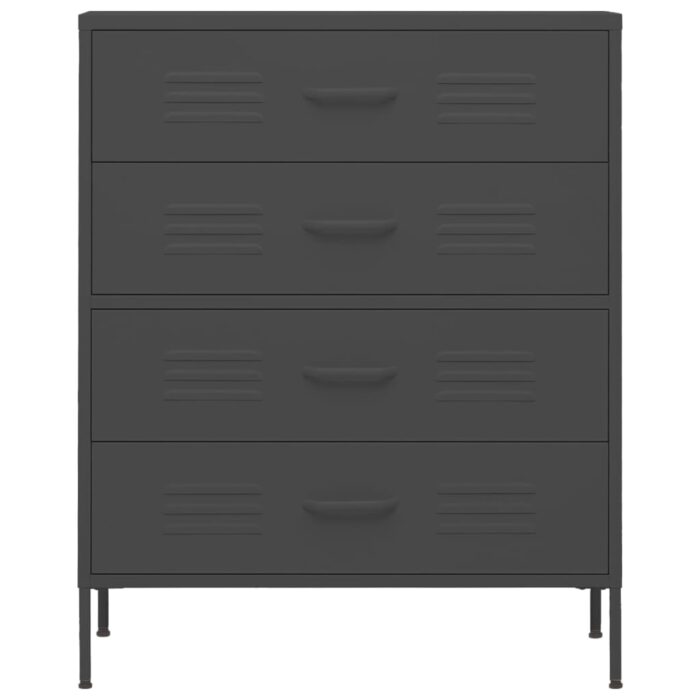 Commode Anthracite 80x35x101,5 cm Acier – Image 3
