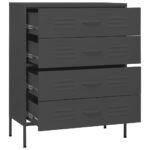 Commode Anthracite 80x35x101,5 cm Acier – Image 6