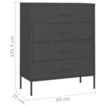 Commode Anthracite 80x35x101,5 cm Acier – Image 8