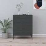 Commode Anthracite 80x35x101,5 cm Acier